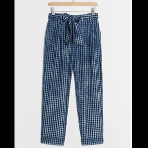 New Anthropologie Maeve Avryl Bleached Slim Plaid Summer Pants Size 6